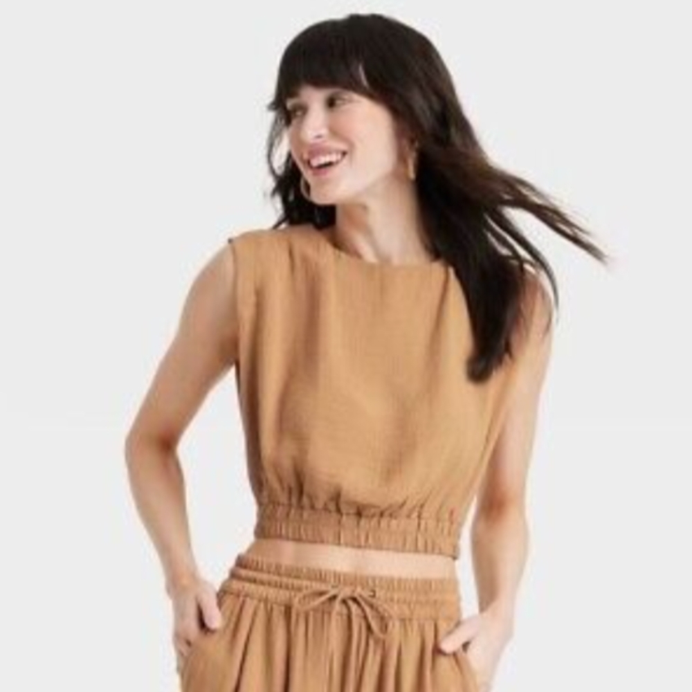 Women's Tan Sleeveless Top